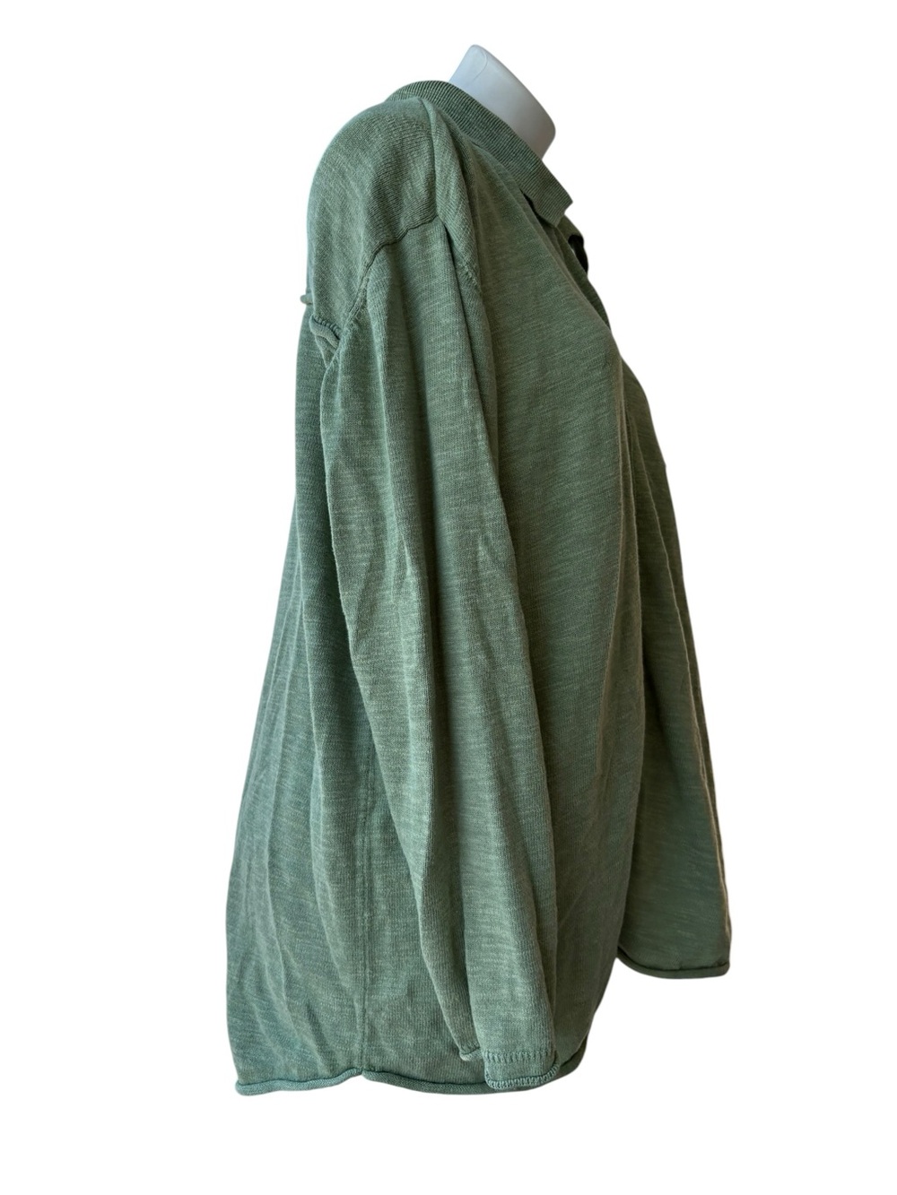 Free People Beach Oversized Green Button Up Linen Blend Sweater Medium - Picture 3 of 13